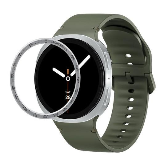 For Samsung Galaxy Watch8 40mm Speed Bezel and Solid Color Stitched Silicone Watch Band(Army Green Silver) - Watch Bands by buy2fix | Online Shopping UK | buy2fix