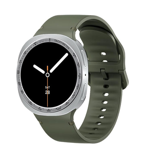 For Samsung Galaxy Watch8 40mm Speed Bezel and Solid Color Stitched Silicone Watch Band(Army Green Silver) - Watch Bands by buy2fix | Online Shopping UK | buy2fix