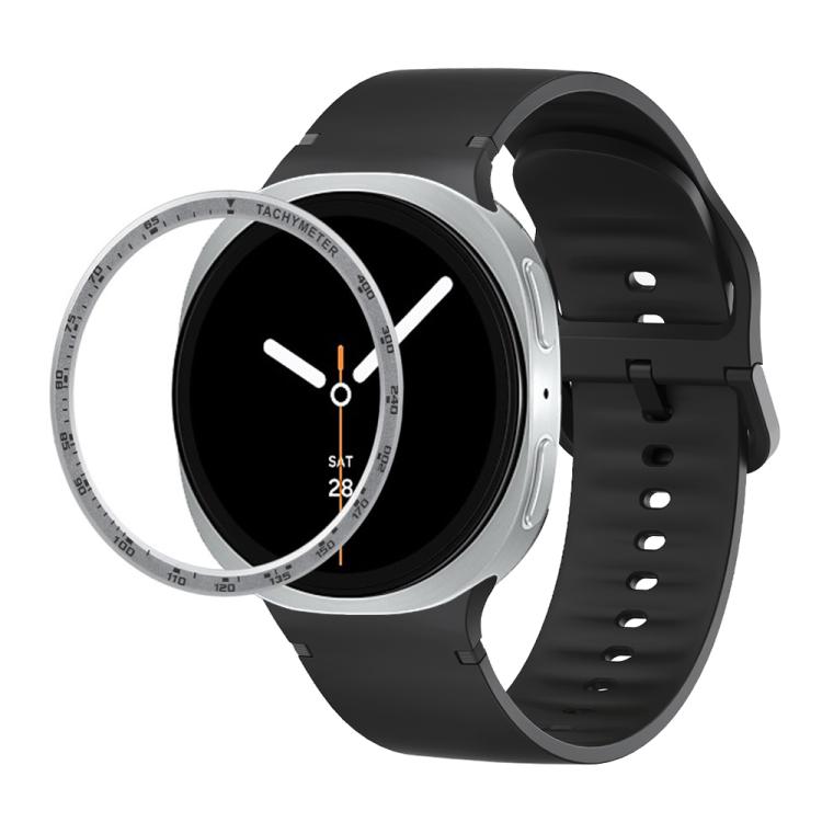 For Samsung Galaxy Watch8 40mm Speed Bezel and Solid Color Stitched Silicone Watch Band(Black Silver) - Watch Bands by buy2fix | Online Shopping UK | buy2fix