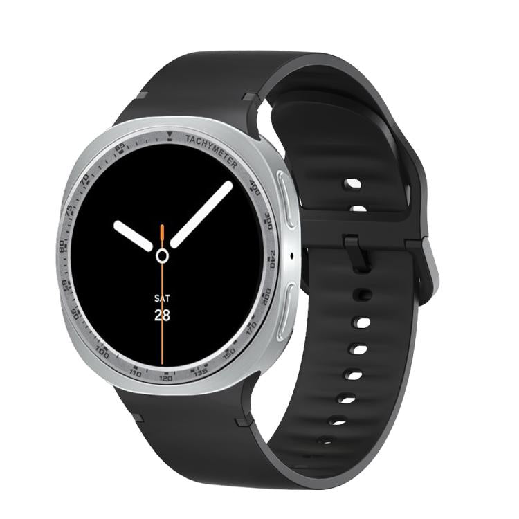 For Samsung Galaxy Watch8 40mm Speed Bezel and Solid Color Stitched Silicone Watch Band(Black Silver) - Watch Bands by buy2fix | Online Shopping UK | buy2fix