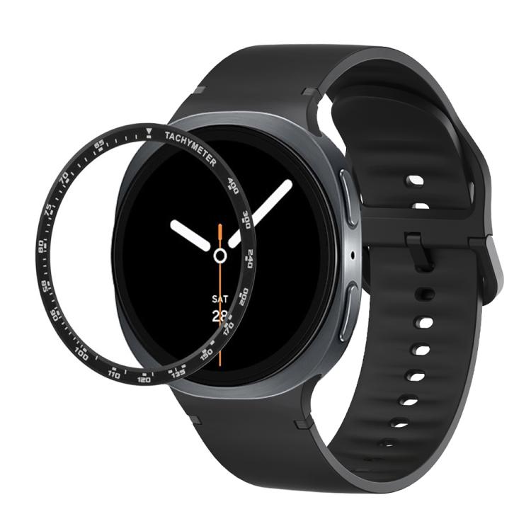For Samsung Galaxy Watch8 40mm Speed Bezel and Solid Color Stitched Silicone Watch Band(Black Black) - Watch Bands by buy2fix | Online Shopping UK | buy2fix