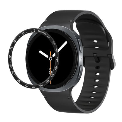 For Samsung Galaxy Watch8 40mm Speed Bezel and Solid Color Stitched Silicone Watch Band(Black Black) - Watch Bands by buy2fix | Online Shopping UK | buy2fix