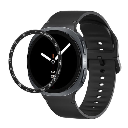 For Samsung Galaxy Watch8 40mm Speed Bezel and Solid Color Stitched Silicone Watch Band(Black Black) - Watch Bands by buy2fix | Online Shopping UK | buy2fix