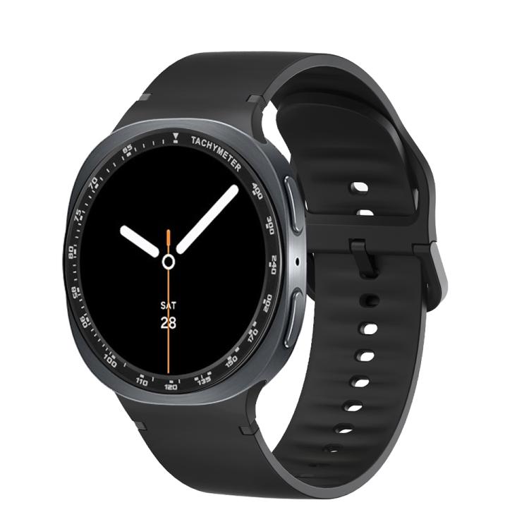 For Samsung Galaxy Watch8 40mm Speed Bezel and Solid Color Stitched Silicone Watch Band(Black Black) - Watch Bands by buy2fix | Online Shopping UK | buy2fix