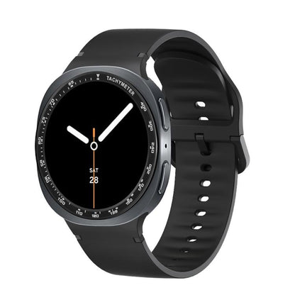 For Samsung Galaxy Watch8 40mm Speed Bezel and Solid Color Stitched Silicone Watch Band(Black Black) - Watch Bands by buy2fix | Online Shopping UK | buy2fix