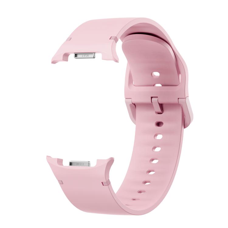 For Samsung Galaxy Watch8 44mm Diamond Bezel and Solid Color Stitched Silicone Watch Band(Light Pink Silver) - Watch Bands by buy2fix | Online Shopping UK | buy2fix