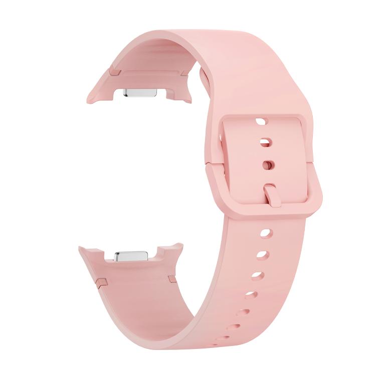 For Samsung Galaxy Watch8 44mm Diamond Bezel and Solid Color Stitched Silicone Watch Band(Pink Rose Gold) - Watch Bands by buy2fix | Online Shopping UK | buy2fix