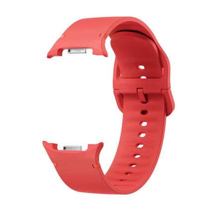 For Samsung Galaxy Watch8 40mm Diamond Bezel and Solid Color Stitched Silicone Watch Band(Red Silver) - Watch Bands by buy2fix | Online Shopping UK | buy2fix