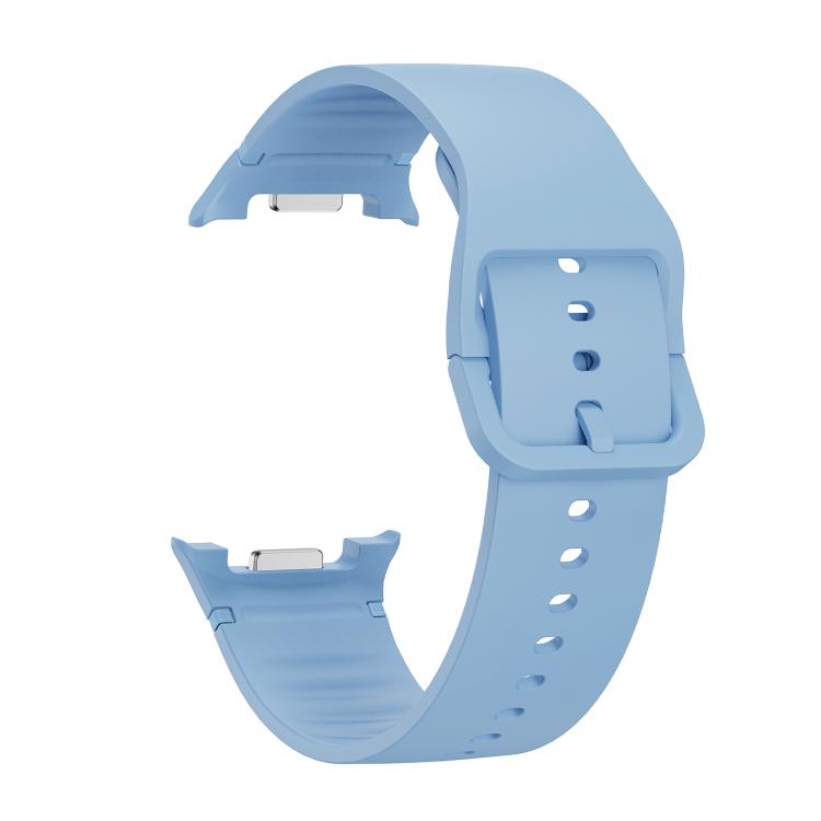 For Samsung Galaxy Watch8 40mm Diamond Bezel and Solid Color Stitched Silicone Watch Band(Light Blue Silver) - Watch Bands by buy2fix | Online Shopping UK | buy2fix