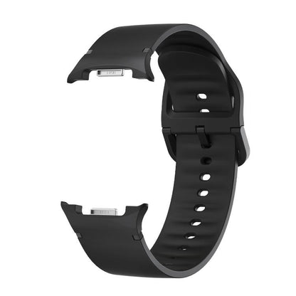 For Samsung Galaxy Watch8 40mm Diamond Bezel and Solid Color Stitched Silicone Watch Band(Black Black) - Watch Bands by buy2fix | Online Shopping UK | buy2fix