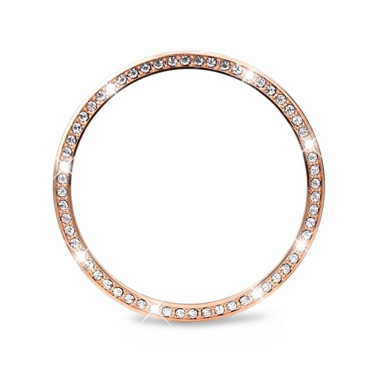 For Samsung Galaxy Watch8 40mm Diamond Bezel and Solid Color Stitched Silicone Watch Band(Pink Rose Gold) - Watch Bands by buy2fix | Online Shopping UK | buy2fix