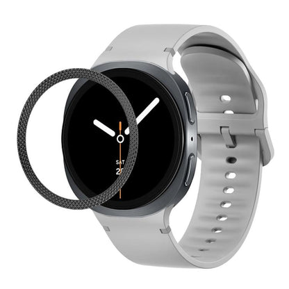 For Samsung Galaxy Watch8 44mm Rhombic Texture Bezel and Solid Color Stitched Silicone Watch Band(Gray Black) - Watch Bands by buy2fix | Online Shopping UK | buy2fix