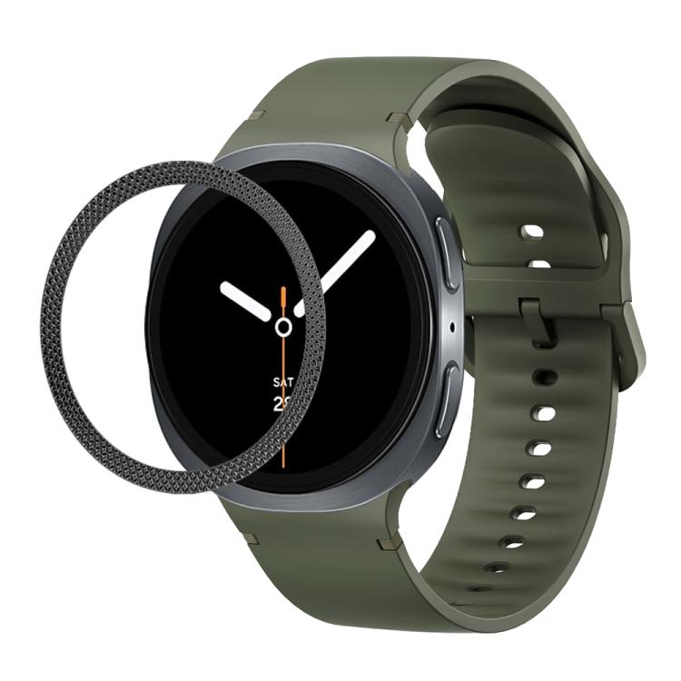 For Samsung Galaxy Watch8 44mm Rhombic Texture Bezel and Solid Color Stitched Silicone Watch Band(Army Green Black) - Watch Bands by buy2fix | Online Shopping UK | buy2fix