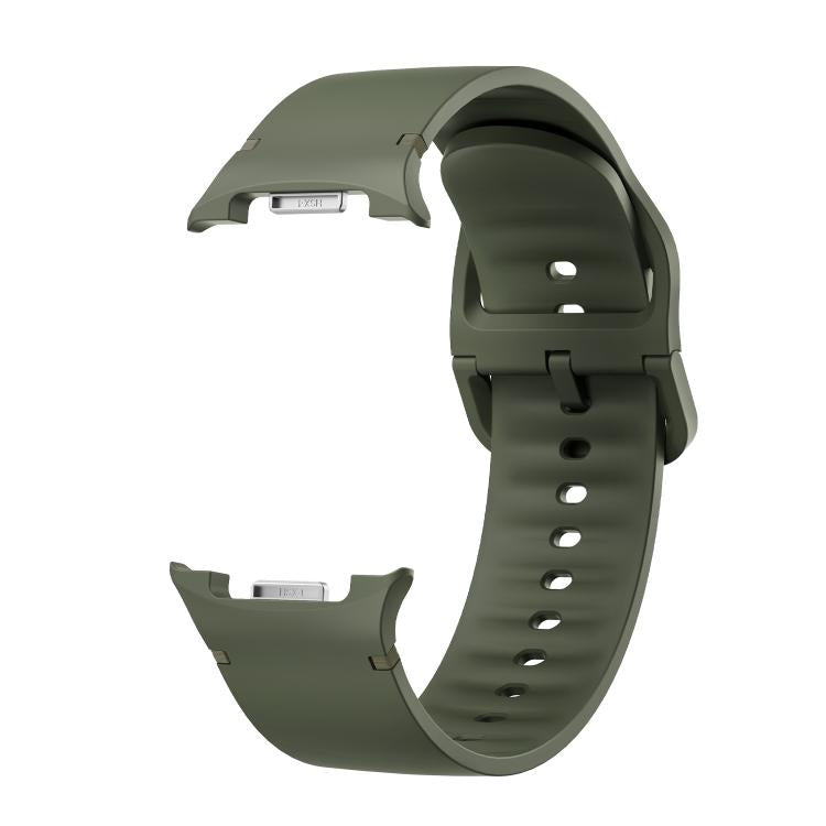 For Samsung Galaxy Watch8 44mm Rhombic Texture Bezel and Solid Color Stitched Silicone Watch Band(Army Green Black) - Watch Bands by buy2fix | Online Shopping UK | buy2fix