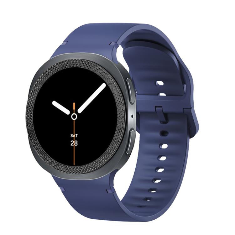 For Samsung Galaxy Watch8 44mm Rhombic Texture Bezel and Solid Color Stitched Silicone Watch Band(Midnight Blue Black) - Watch Bands by buy2fix | Online Shopping UK | buy2fix