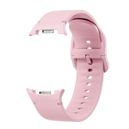 For Samsung Galaxy Watch8 40mm Rhombic Texture Bezel and Solid Color Stitched Silicone Watch Band(Light Pink Silver) - Watch Bands by buy2fix | Online Shopping UK | buy2fix
