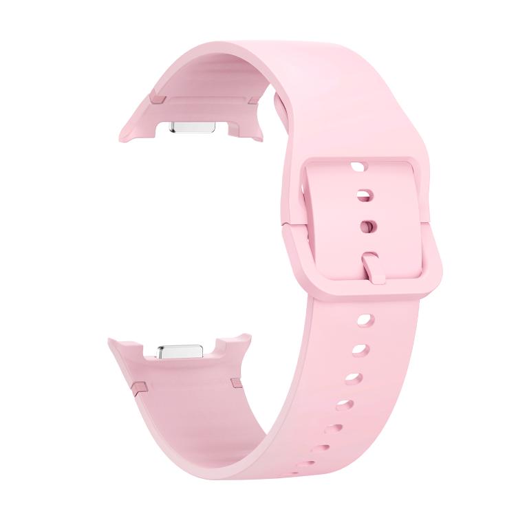 For Samsung Galaxy Watch8 40mm Rhombic Texture Bezel and Solid Color Stitched Silicone Watch Band(Light Pink Silver) - Watch Bands by buy2fix | Online Shopping UK | buy2fix