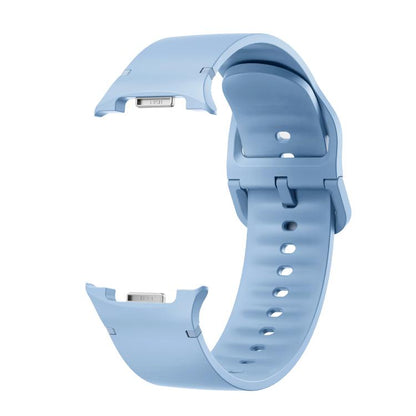 For Samsung Galaxy Watch8 40mm Rhombic Texture Bezel and Solid Color Stitched Silicone Watch Band(Light Blue Silver) - Watch Bands by buy2fix | Online Shopping UK | buy2fix