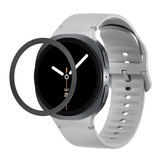 For Samsung Galaxy Watch8 40mm Rhombic Texture Bezel and Solid Color Stitched Silicone Watch Band(Gray Black) - Watch Bands by buy2fix | Online Shopping UK | buy2fix