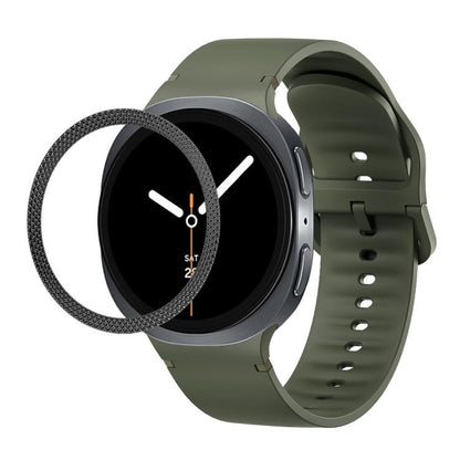 For Samsung Galaxy Watch8 40mm Rhombic Texture Bezel and Solid Color Stitched Silicone Watch Band(Army Green Black) - Watch Bands by buy2fix | Online Shopping UK | buy2fix