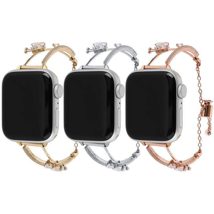 For Apple Watch 46mm / 49mm / 45mm / 44mm Copper-Inlaid Butterfly Zircon Bracelet Watch Band(Gold) - Watch Bands by buy2fix | Online Shopping UK | buy2fix