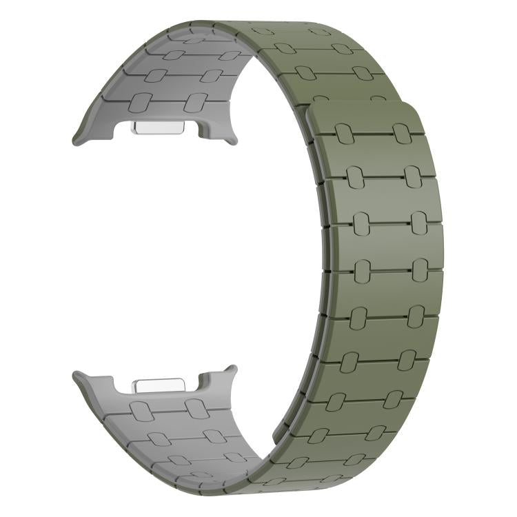 For Samsung Galaxy Watch8 / Watch8 Classic Integrated Magnetic Silicone Watch Band(Green+Gray) - Watch Bands by buy2fix | Online Shopping UK | buy2fix