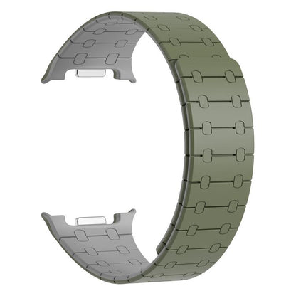 For Samsung Galaxy Watch8 / Watch8 Classic Integrated Magnetic Silicone Watch Band(Green+Gray) - Watch Bands by buy2fix | Online Shopping UK | buy2fix