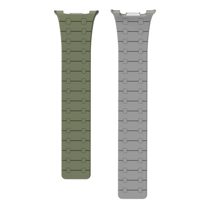 For Samsung Galaxy Watch8 / Watch8 Classic Integrated Magnetic Silicone Watch Band(Green+Gray) - Watch Bands by buy2fix | Online Shopping UK | buy2fix