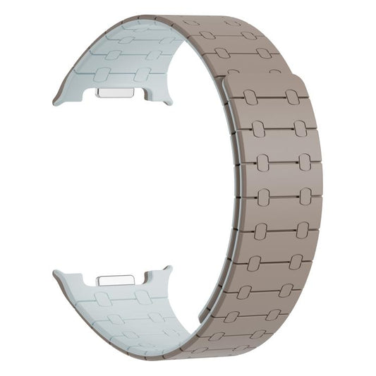 For Samsung Galaxy Watch8 / Watch8 Classic Integrated Magnetic Silicone Watch Band(Khaki+Light Cyan) - Watch Bands by buy2fix | Online Shopping UK | buy2fix