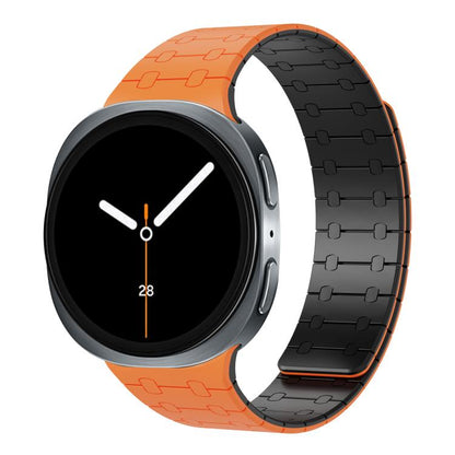 For Samsung Galaxy Watch8 / Watch8 Classic Integrated Magnetic Silicone Watch Band(Orange+Black) - Watch Bands by buy2fix | Online Shopping UK | buy2fix