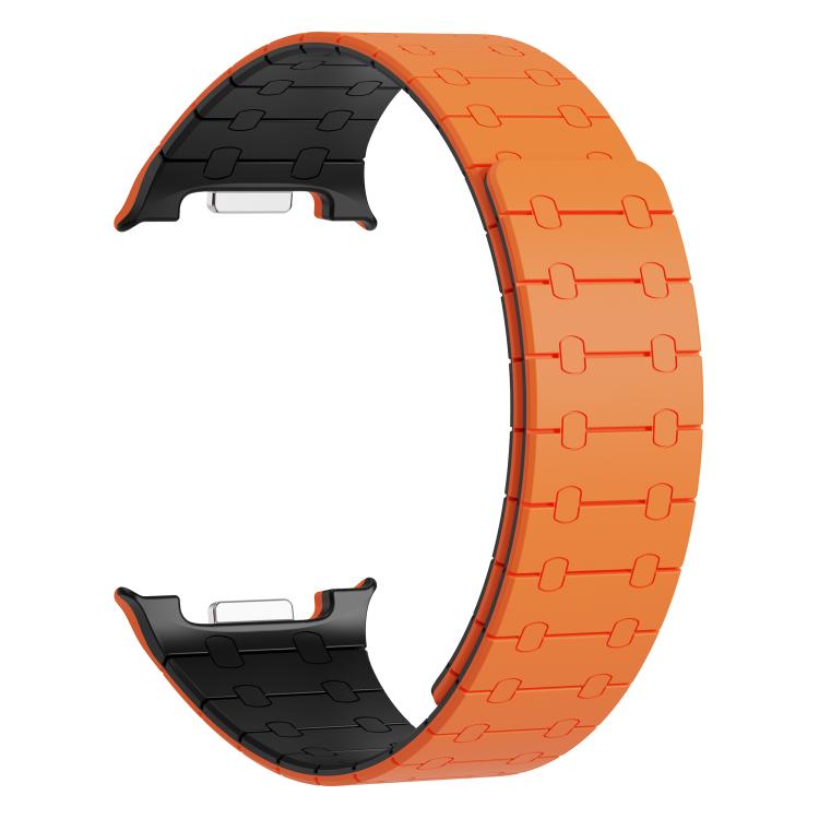 For Samsung Galaxy Watch8 / Watch8 Classic Integrated Magnetic Silicone Watch Band(Orange+Black) - Watch Bands by buy2fix | Online Shopping UK | buy2fix