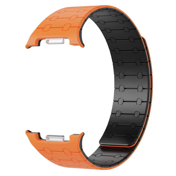 For Samsung Galaxy Watch8 / Watch8 Classic Integrated Magnetic Silicone Watch Band(Orange+Black) - Watch Bands by buy2fix | Online Shopping UK | buy2fix