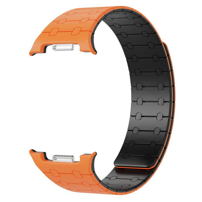 For Samsung Galaxy Watch8 / Watch8 Classic Integrated Magnetic Silicone Watch Band(Orange+Black) - Watch Bands by buy2fix | Online Shopping UK | buy2fix
