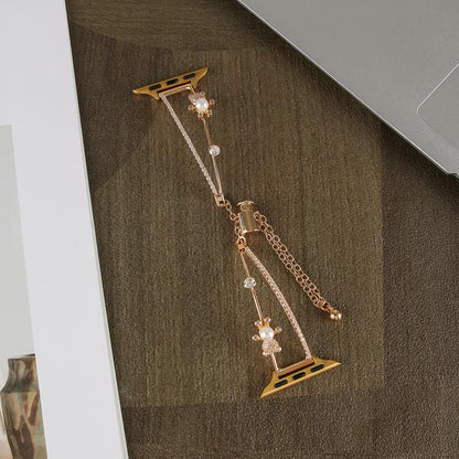 For Apple Watch 42mm / 41mm / 40mm / 38mm Copper-Inlaid Bear Zircon Bracelet Watch Band(Gold) - Watch Bands by buy2fix | Online Shopping UK | buy2fix