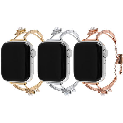 For Apple Watch 46mm / 49mm / 45mm / 44mm Copper-Inlaid Bear Zircon Bracelet Watch Band(Siver) - Watch Bands by buy2fix | Online Shopping UK | buy2fix