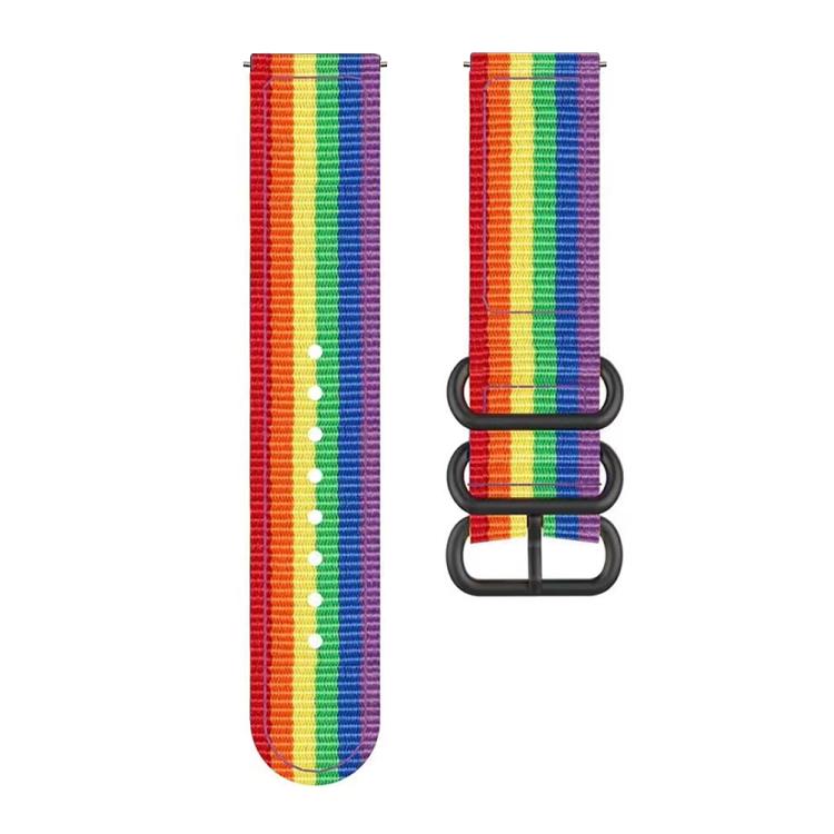 For Garmin Venu X1 Ring Buckle Nylon Canvas Watch Band(Rainbow) - Watch Bands by buy2fix | Online Shopping UK | buy2fix