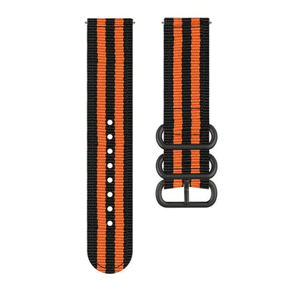 For Garmin Venu X1 Ring Buckle Nylon Canvas Watch Band(Black Orange) - Watch Bands by buy2fix | Online Shopping UK | buy2fix