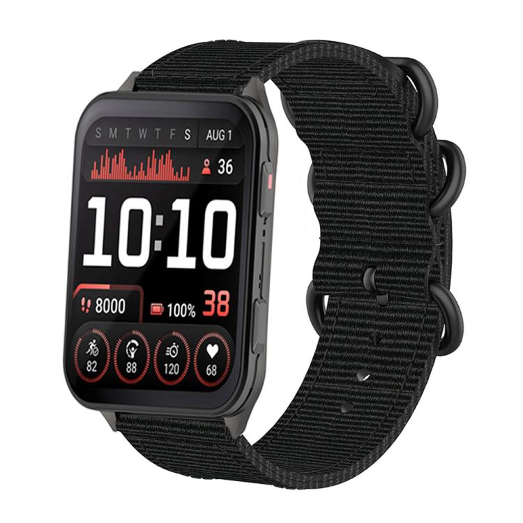 For Garmin Venu X1 Ring Buckle Nylon Canvas Watch Band(Black) - Watch Bands by buy2fix | Online Shopping UK | buy2fix