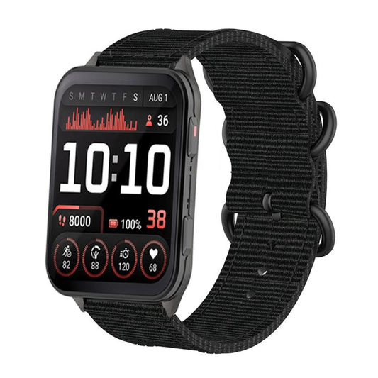 For Garmin Venu X1 Ring Buckle Nylon Canvas Watch Band(Black) - Watch Bands by buy2fix | Online Shopping UK | buy2fix