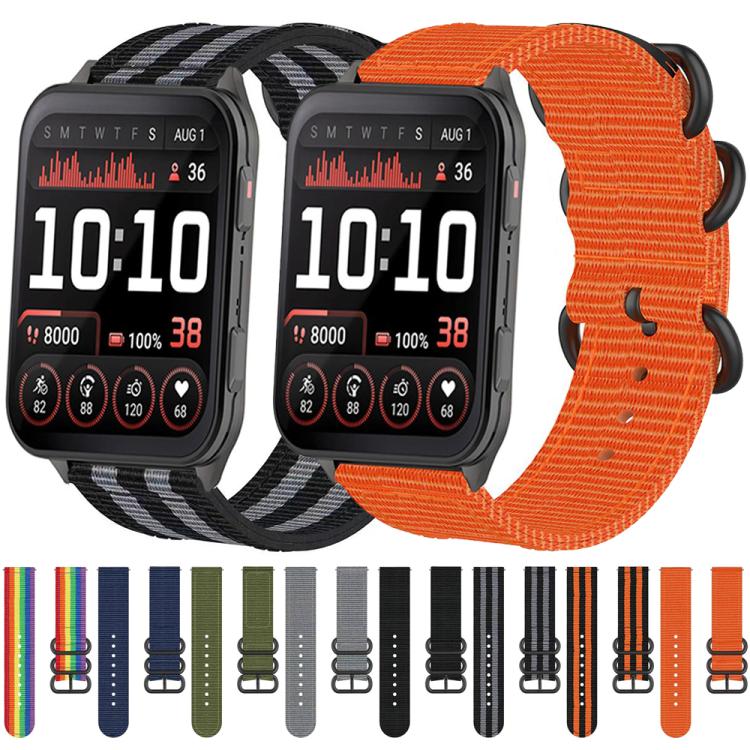 For Garmin Venu X1 Ring Buckle Nylon Canvas Watch Band(Black Orange) - Watch Bands by buy2fix | Online Shopping UK | buy2fix