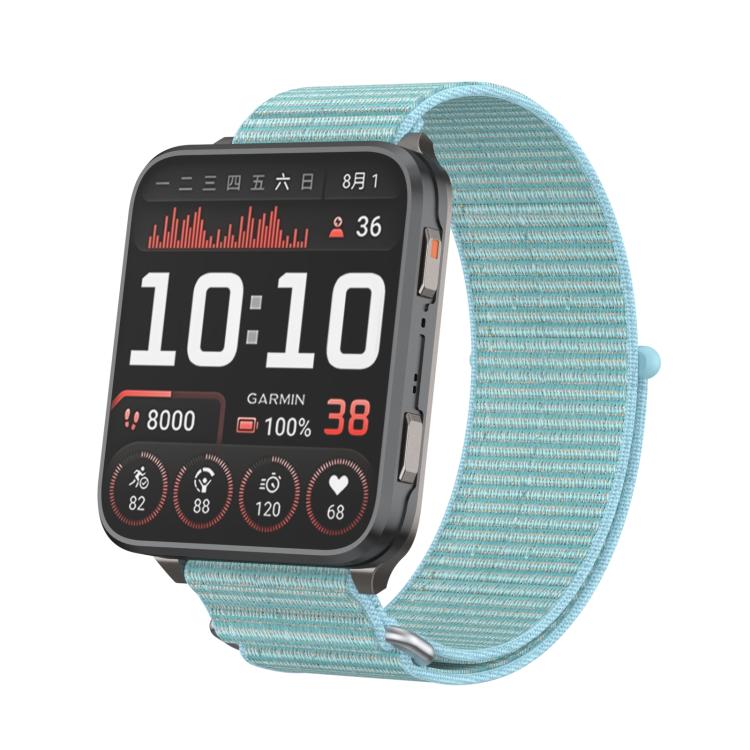 For Garmin Venu X1 Two Section Metal Ring Nylon Hook and Loop Fastener Watch Band(Chrysanthemum Blue) - Watch Bands by buy2fix | Online Shopping UK | buy2fix