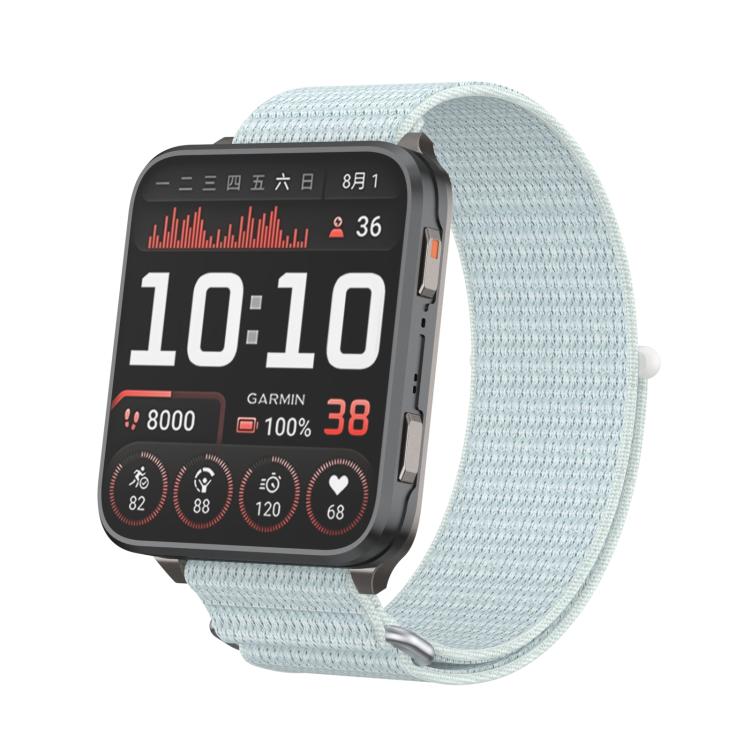 For Garmin Venu X1 Two Section Metal Ring Nylon Hook and Loop Fastener Watch Band(Light Green) - Watch Bands by buy2fix | Online Shopping UK | buy2fix