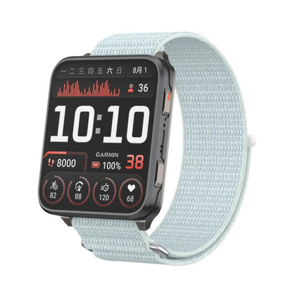 For Garmin Venu X1 Two Section Metal Ring Nylon Hook and Loop Fastener Watch Band(Light Green) - Watch Bands by buy2fix | Online Shopping UK | buy2fix