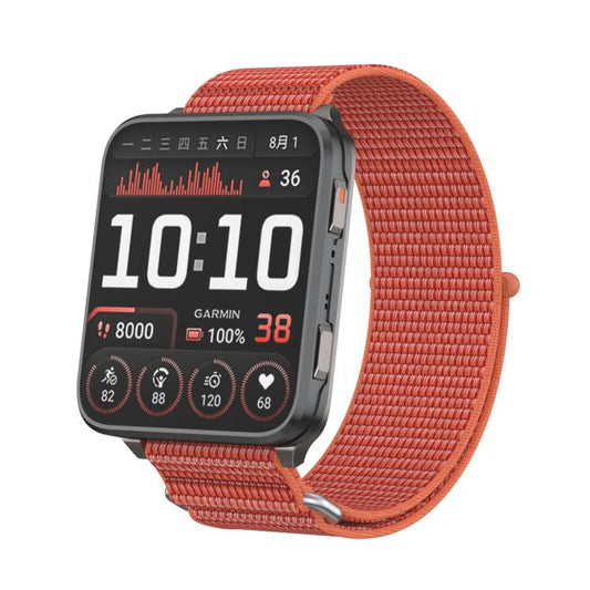 For Garmin Venu X1 Two Section Metal Ring Nylon Hook and Loop Fastener Watch Band(Rose Red) - Watch Bands by buy2fix | Online Shopping UK | buy2fix