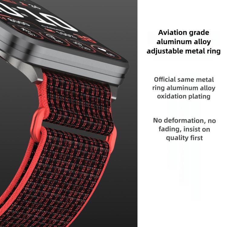 For Garmin Venu X1 Two Section Metal Ring Nylon Hook and Loop Fastener Watch Band(Rose Red) - Watch Bands by buy2fix | Online Shopping UK | buy2fix