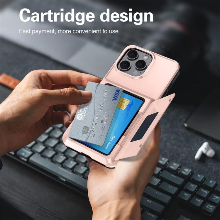 For iPhone 16 Pro Max Kalebol Flip Card Wallet Holder Shockproof Phone Case(Rose Gold) - iPhone 16 Pro Max Cases by Kalebol | Online Shopping UK | buy2fix