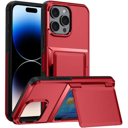 For iPhone 16 Pro Max Kalebol Flip Card Wallet Holder Shockproof Phone Case(Red) - iPhone 16 Pro Max Cases by Kalebol | Online Shopping UK | buy2fix