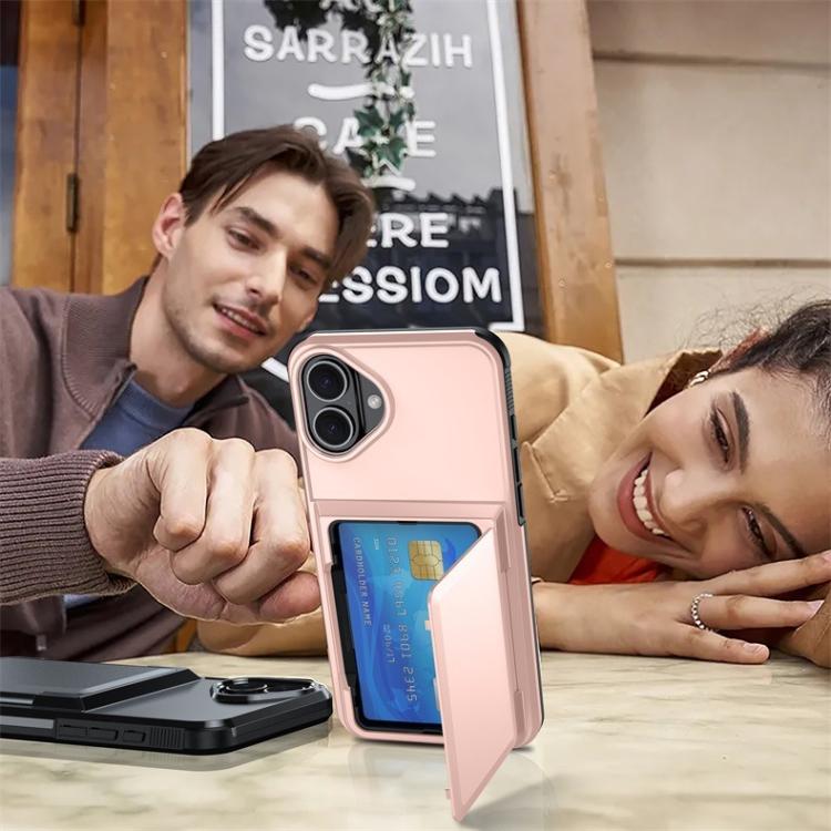 For iPhone 16 Plus Kalebol Flip Card Wallet Holder Shockproof Phone Case(Rose Gold) - iPhone 16 Plus Cases by Kalebol | Online Shopping UK | buy2fix