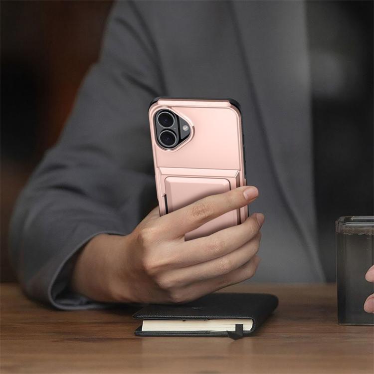 For iPhone 16 Plus Kalebol Flip Card Wallet Holder Shockproof Phone Case(Gray) - iPhone 16 Plus Cases by Kalebol | Online Shopping UK | buy2fix