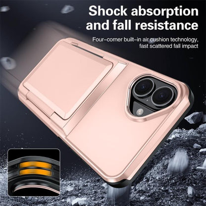 For iPhone 16 Kalebol Flip Card Wallet Holder Shockproof Phone Case(Rose Gold) - iPhone 16 Cases by Kalebol | Online Shopping UK | buy2fix